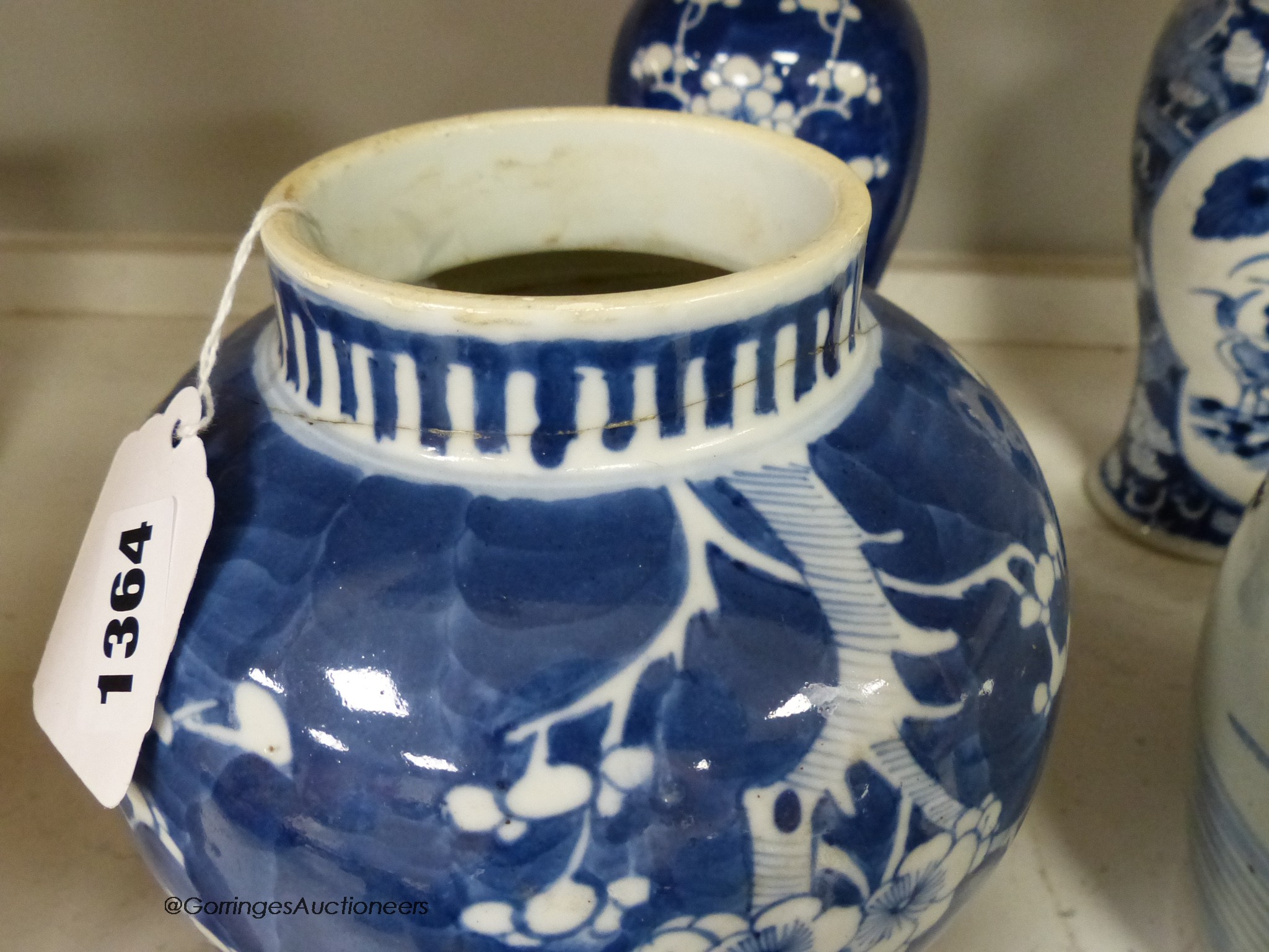 Ten 19th / 20th century Chinese blue and white vases and jars, tallest 29cm including cover